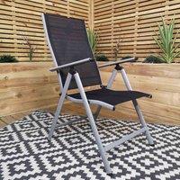 Samuel Alexander Outdoor Garden Patio Multi Position Reclining Folding Chair in Black and Silver, Grey