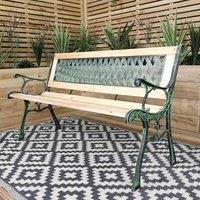 Samuel Alexander 2 Seater Outdoor Wooden Cast Iron with Lattice Design Garden Patio Bench, Brown