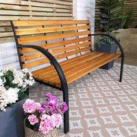 Samuel Alexander Ambleside 2 Person Outdoor Metal Wooden Garden Patio Bench, Brown