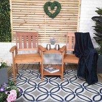 Samuel Alexander Atlanta 2 Seater Wooden Garden Patio Love Seat and Table Set, Brown