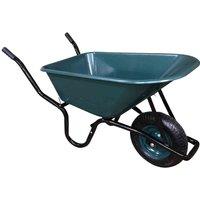 Samuel Alexander 110 Litre 150kg Capacity Heavy Duty Outdoor Pneumatic Plastic Garden Wheelbarrow in Green, Green
