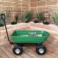 Samuel Alexander 75 Litre 200Kg Capacity Tipping Garden Dump Cart / Truck Trolley / Wheelbarrow, Green