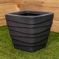 Samuel Alexander Small Square Grey Charcoal Garden Trojan Plant Pot 31cm Tall 33.5cm Wide, Grey