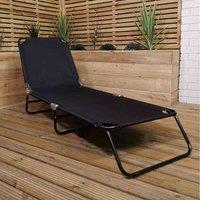 Samuel Alexander Black Outdoor Garden Patio Reclining Oxford Sun Lounger, Black