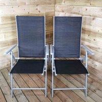 Samuel Alexander Set of 2 Multi Position Reclining Folding Chair - Black/Silver, Silver