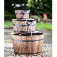 Heissner 3 Tier Wooden Barrel Water Feature, Brown