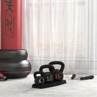 SPORTNOW Set Of Three Kettlebell Weights With Storage Tray 2.2Kg 4.5Kg 6.8Kg, Black