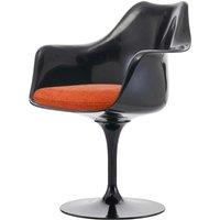 Fusion Living Black and Velveteen Orange Chelsea Armchair, Orange