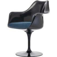 Fusion Living Black and Velveteen Navy Chelsea Armchair, Blue