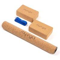 Myga Cork Yoga Mat Pair Of Cork Blocks & Strap - Royal Blue, Blue