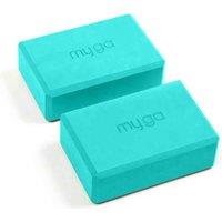Myga Pair Of Foam Yoga Blocks - Turquoise, Green