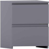 Vida Designs Denver 2 Drawer Large Bedside Chest - Grey, Grey