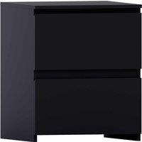 Vida Designs Denver 2 Drawer Large Bedside Chest - Black, Black