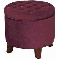 Essential Living Cambridge Tufted Round Storage Ottoman - Berry Merlot, Red