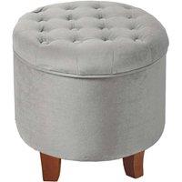 Essential Living Cambridge Tufted Round Storage Ottoman - Dove Grey, Grey