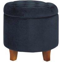 Essential Living Cambridge Tufted Round Storage Ottoman - Ink Navy, Blue