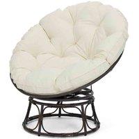 Home Detail Monica Brown Swivel Moon Chair w/ Cushions, Brown