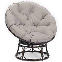 Home Detail Monica Brown Swivel Moon Chair w/ Grey Cushions, Brown