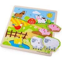 Bigjigs Toys Wooden Farm Themed Sound Puzzle, Multi