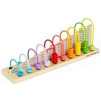 Bigjigs Toys Wooden Colourful Rainbow Counting Abacus, Multi
