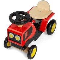 Bigjigs Toys Wooden Ride On Red Tractor, Red