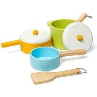 Bigjigs Toys Wooden Pots & Pans Set, Multi