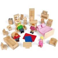 Bigjigs Toys Wooden Doll House Furniture Set, Multi