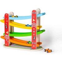 Bigjigs Toys Wooden Car Ramp With 4 Racing Cars