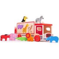 Bigjigs Toys Wooden Safari Sorting Lorry Toy, Multi