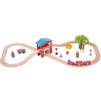 Bigjigs Toys Bigjigs Rail Wooden Fire Station Train Set, Multi