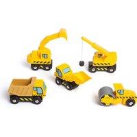 Bigjigs Toys Bigjigs Rail Wooden Construction Site Vehicle Pack, Yellow