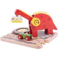 Bigjigs Toys Bigjigs Rail Wooden Dinosaur Crane, Red