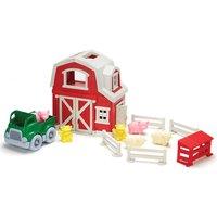 Bigjigs Toys Green Toys Farm Playset Includes Farm Barn, Red