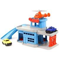 Bigjigs Toys Green Toys Parking Garage Playset Includes 2 Mini Cars, Blue