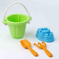 Bigjigs Toys Green Toys 4 Piece Sand Play Set - Green Bucket, Green