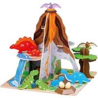 Bigjigs Toys Wooden Dinosaur Island Playset, Multi