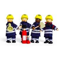 Tidlo 4 Wooden Firefighter Figures, Blue