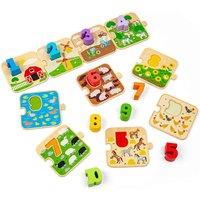 Bigjigs Toys Wooden 1-10 Tile Puzzle, Multi