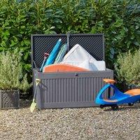 Garden Gear 490-Litre Lockable Storage with Sit on Lid, Grey