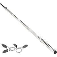Body Revolution Straight Barbell Bar - 1inch Standard 1.2M Spinlock Collar, Silver