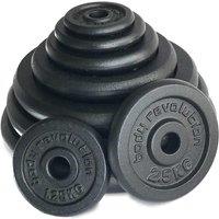 Body Revolution Cast Iron Weight Plates Set For Barbells & Dumbbell Bars - 15kg Pair, Black