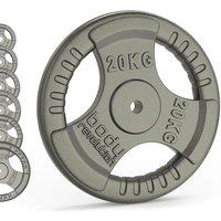 Body Revolution Cast Iron Weight Plates - 1inch Standard Tri Grip 20kg Pair, Black