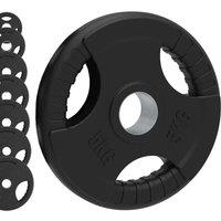 Body Revolution Olympic Tri-Grip Rubber Barbell Weight Plates Set - 1.25kg Pair, Black