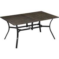 Outsunny Garden Table w/ Parasol Hole - Brown, Brown