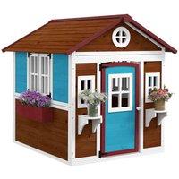 Outsunny Kids Wooden Playhouse w/ Doors - Dark Brown, Brown