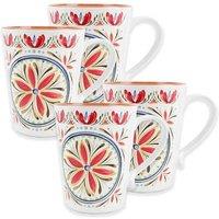 Purely Home Mediterranean Melamine Mugs - Set Of 4, Red