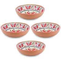 Purely Home Mediterranean Melamine Low Bowls - Set Of 4, Red