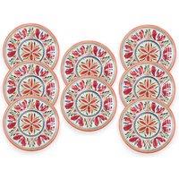 Purely Home Mediterranean Melamine Dinner Plates - Set Of 8, Red