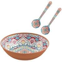 Purely Home Rio Corte Melamine Salad Bowl & Servers Set, Multi