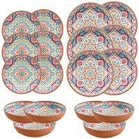 Purely Home Rio Corte 18 Piece Melamine Dinnerware Set, Multi